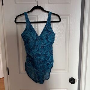 Kirkland Signature Teal Patterned One-Piece Swimsuit